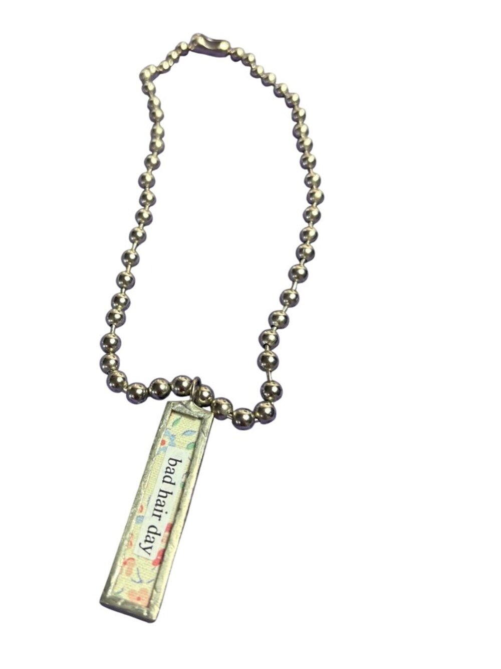 Bad Hair Day/Good Hair Day Pendant Necklace Ball Chain 17 inches 2 inch Pendant
